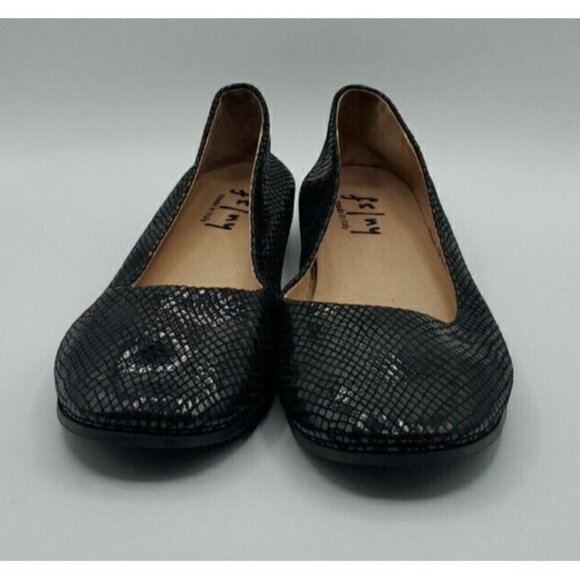 French Sole NY Black Leather Snake Print Zeppa Slip-on Short Wedges Size 10 - Picture 3 of 13